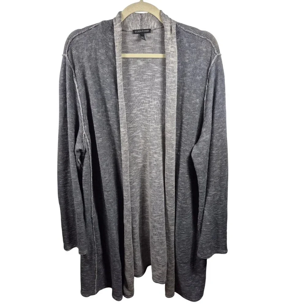 Eileen Fisher Linen Sweater Women XLarge Open Front Cardigan Sustainable Capsule - Picture 1 of 7